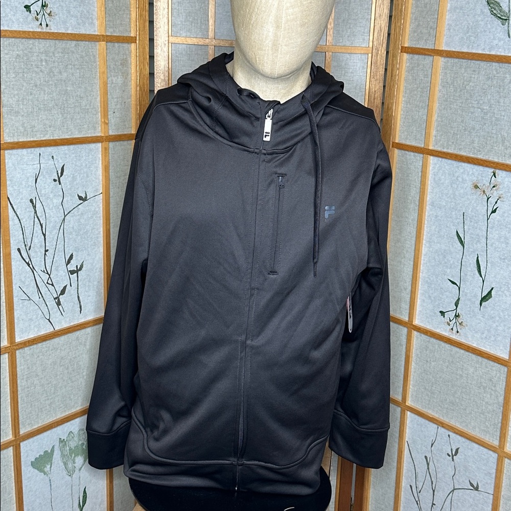 NWT FILA Men's BRAVA PERF FLEECE FULL ZIP HOODIE BLACK SIZE MEDIUM